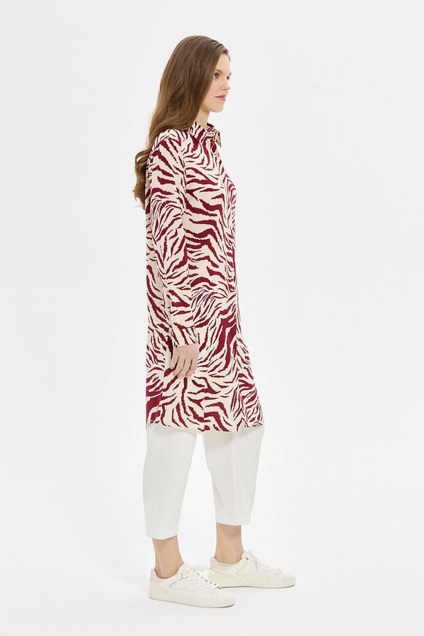 Zebra Desenli Tunik  Bordo - 4