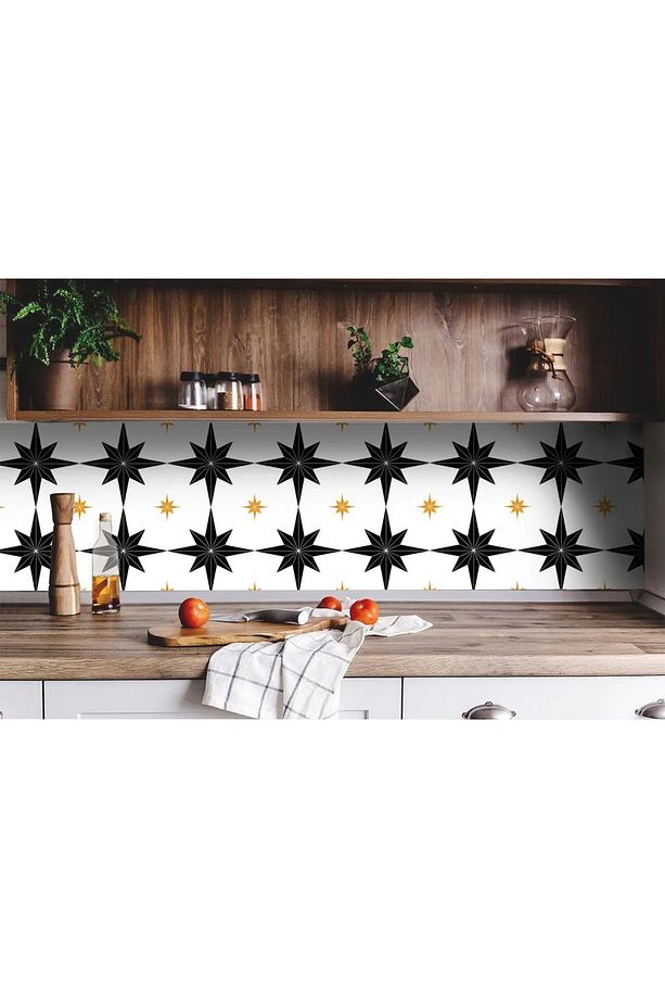 Kendinden Yapışkanlı Altın Yıldız Desenli Pvc Karo 30x30 Cm (33 ADET) 3m2 - 4