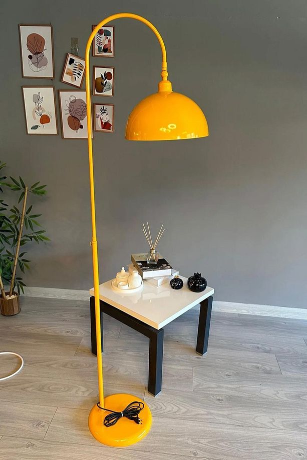 Dimmerli Işığı Ayarlanabilen Işığı Artırılıp Azaltılabilen Sarı Hareketli Başlık Metal Lambader - 3