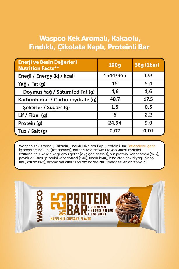 Bitter Çikolata Kaplı Protein Bar Karma Kutu 36g x 6 Adet (3 Çeşit) - 5