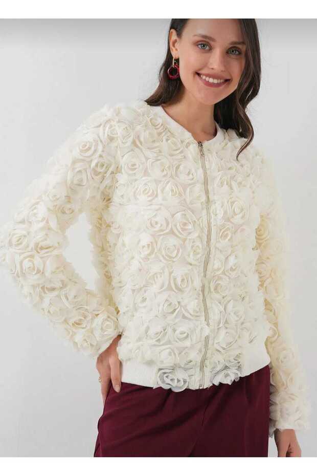 Güllü Ceket - Ekru - 1