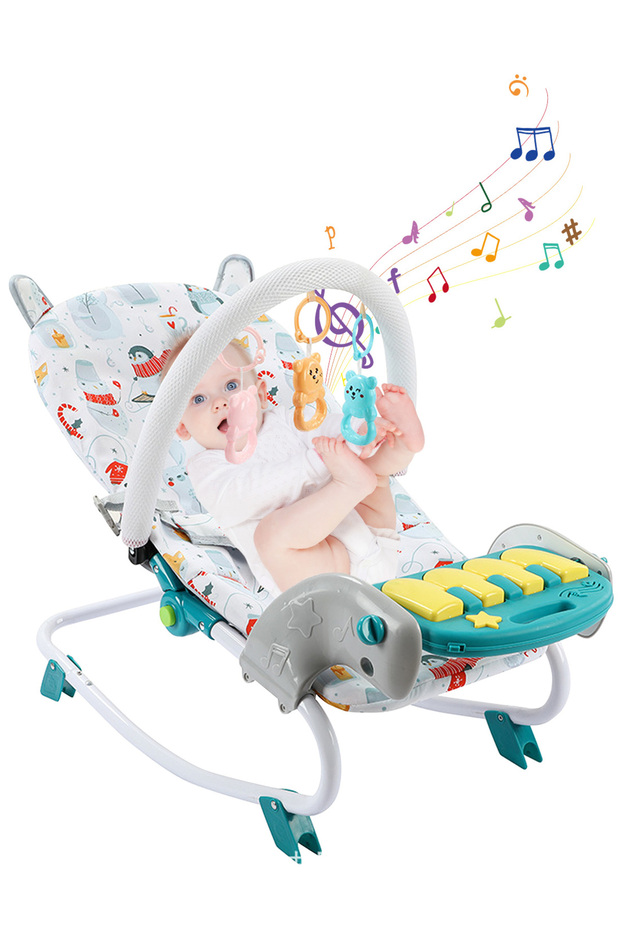 Baby Rocker Bouncer, Adjustable And Portable Baby Rocking Chair, Can Lie And Sit, Baby Swing With Adjustable Music Panel