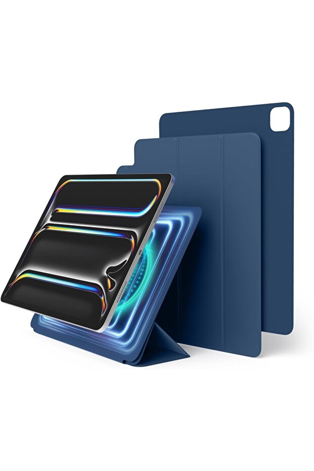 Magnetic Folio for iPad Pro 13 inch case M4 cover - Blue with Auto Sleep and Wake Function