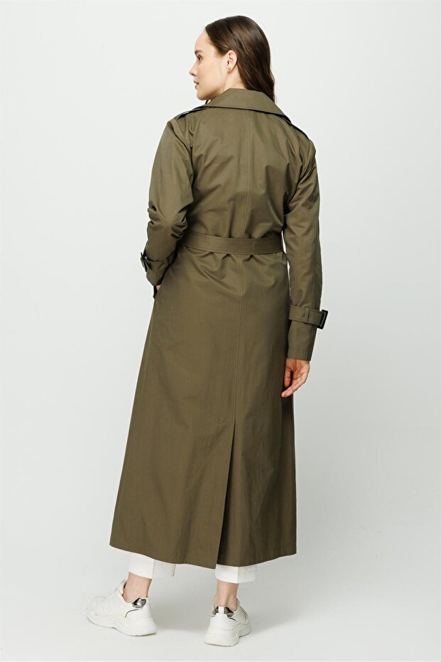 Apolet Ve Aller Detaylı Trençkot Haki - 5