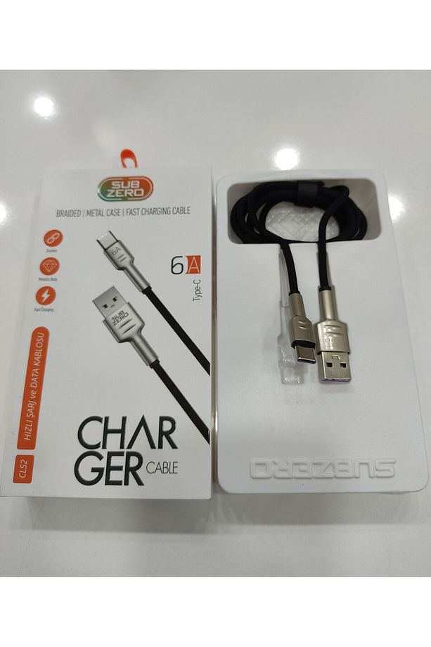 Metal Başlık Hasır 6a Type-c Hızlı Şarj Data Kablosu 1mt Cl52 - 3