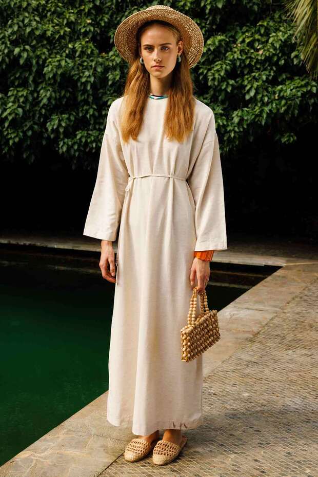 BASİC KETEN NATUREL ELBİSE - 1