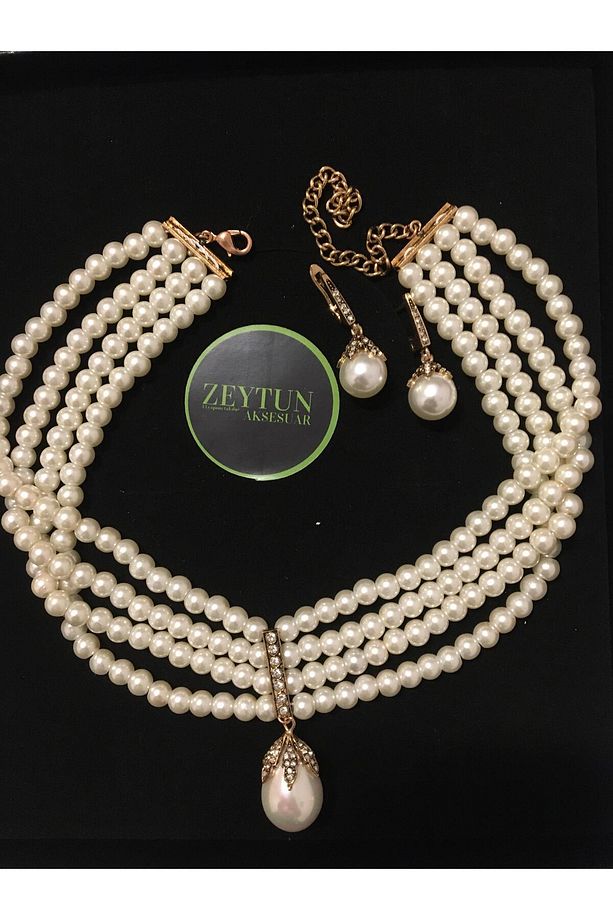✨ ZEYTUN AKSESUAR – CAM İNCİ TASMA KOLYE & KÜPE SETİ ✨ - 3