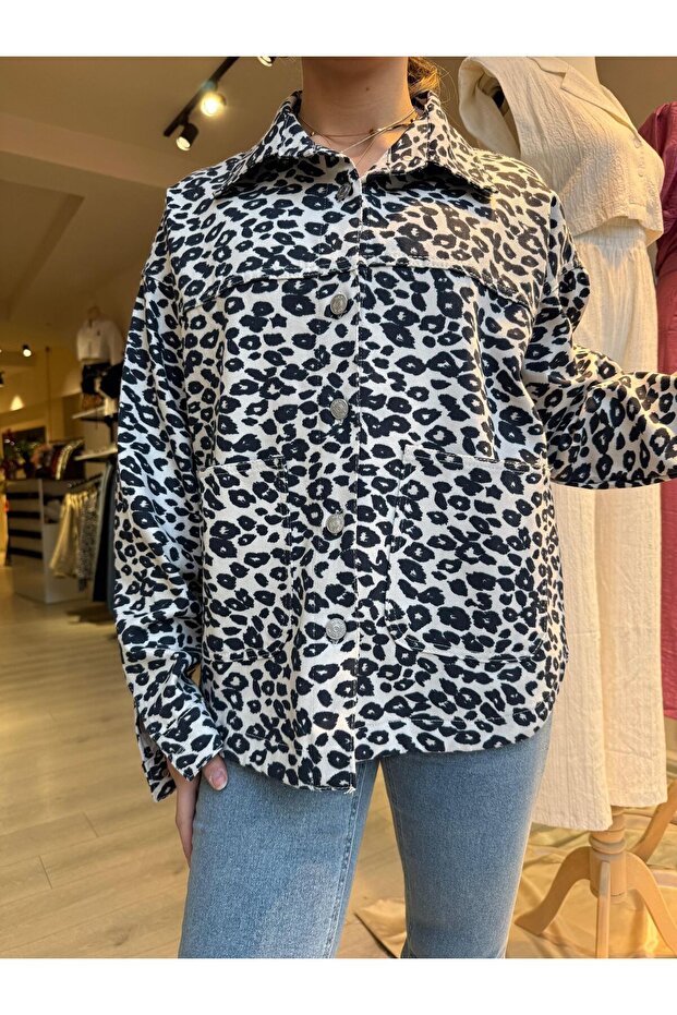 Leopar Desenli Gömlek Ceket - 4