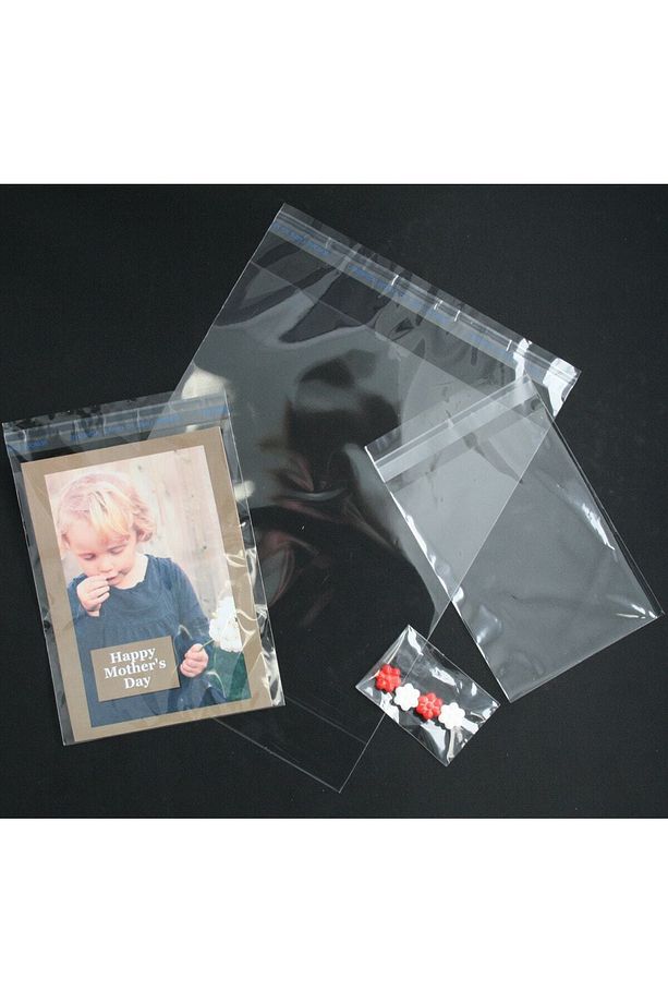 Mg Home Şeffaf Bantlı 10x20 Cm Parlak Jelatin Poşet 50 Adet Şeffaf Hediye Poşeti - 7