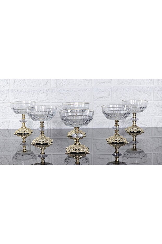 Echo Kase & Magnolia Kase & Ice Cream Bowl & Sugar Bowl Square Gold Cast with Stands