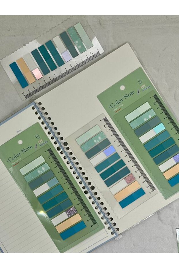 10 Colorful Ruled Gilded Blue and Gray Index Sticker/Index/Post-It/Postit/Bookmark/Note Paper - 7