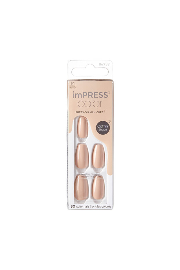 KISS IMPRESS COLOR NAILS MEDIUM COFFIN- LATTE IMC506C