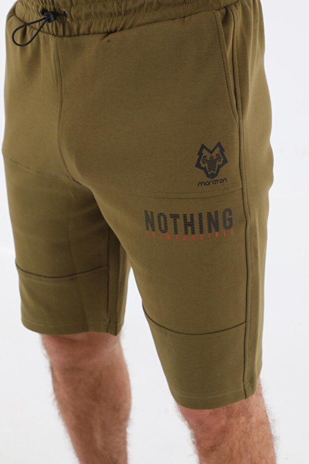 شورت رجالي عادي بلون الزيتون - 6