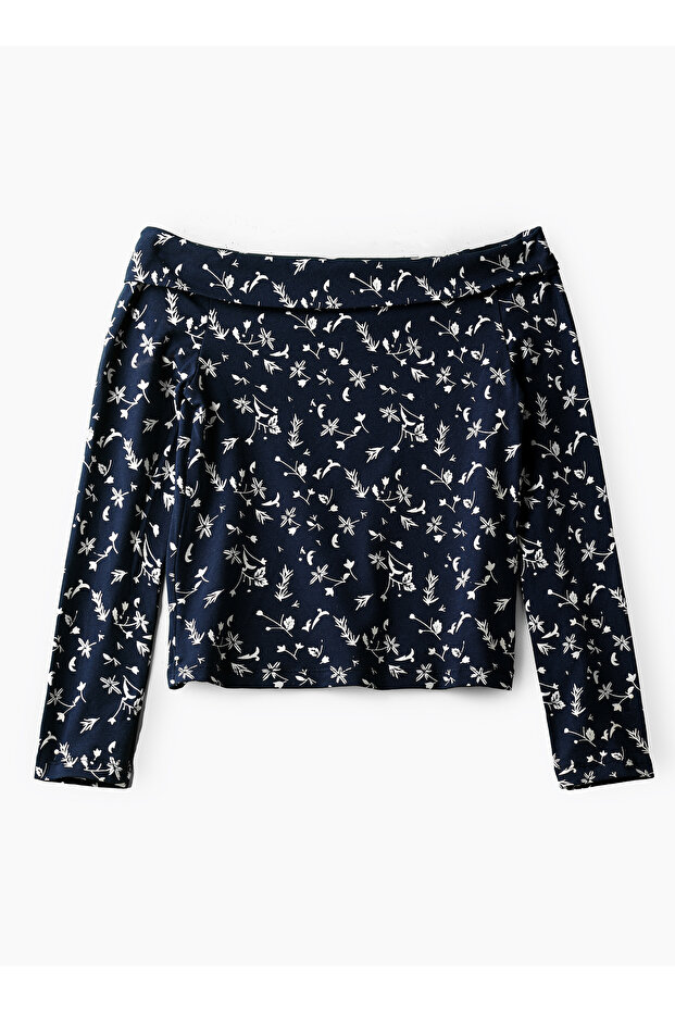 Girls' Off-Shoulder Floral Print Crop Top