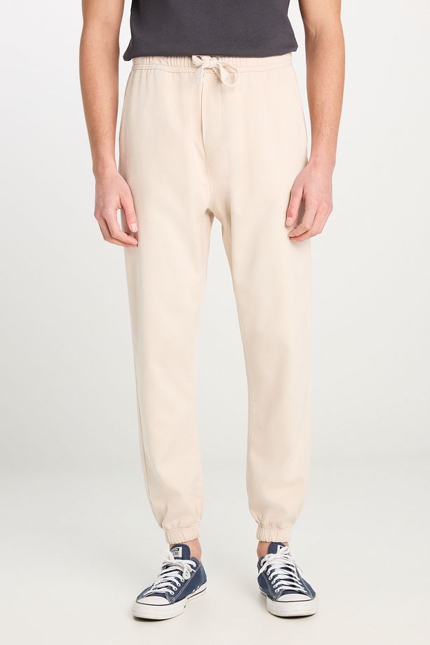 Regular Fit Normal Kesim Ribanalı Paça Taş Rengi Jogger Pantolon - 3