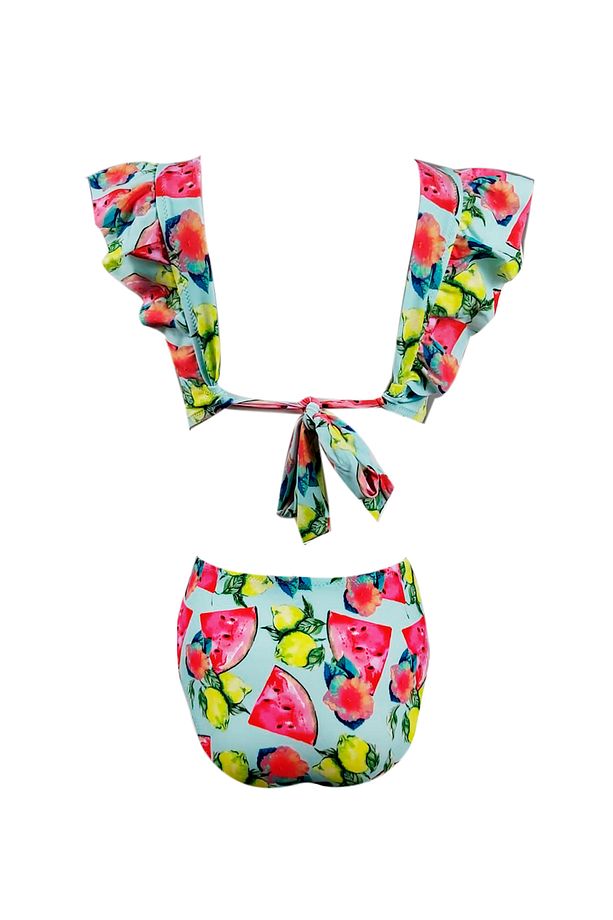 Meyve Desenli Fırfırlı UV50 Kız Çocuk Bikini Takımı By Nessi Byrd - 3