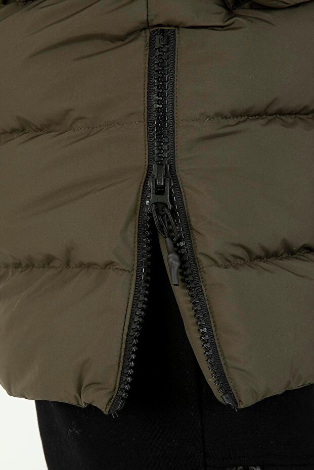 Regular Erkek Kapüşonlu Haki- Mont - 8