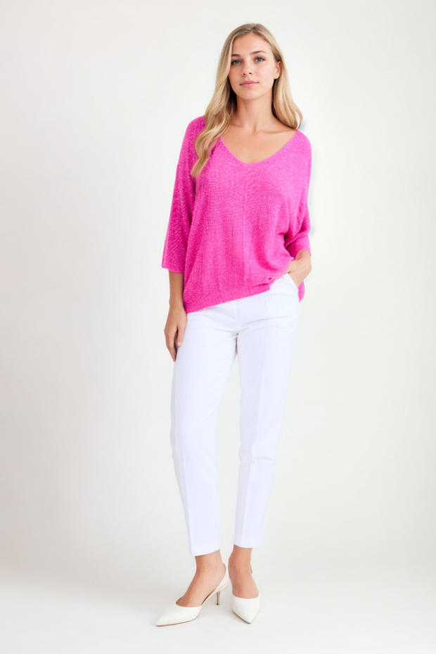 Yarım Kol Simli Triko Bluz - 2