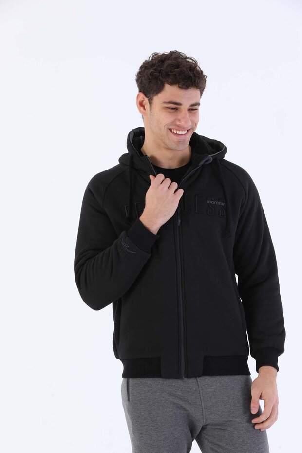 Comfort Men's Hooded Black Tracksuit Top