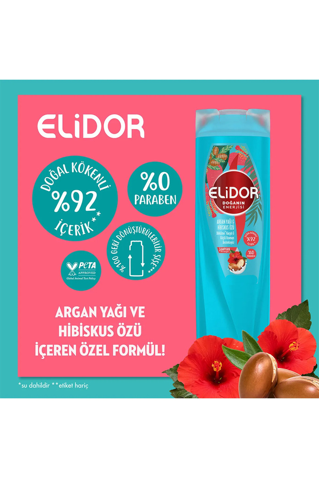 Doğanın Enerjisi Şampuan Argan Yağı & Hibiskus Özü 350 ml X 3 Adet - 4