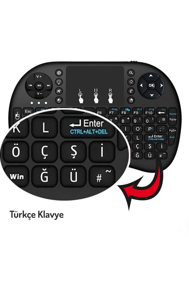 Işıklı Kablosuz Mini Klavye Tv Televizyon Ps3 Dokunmatik Mouse - 3