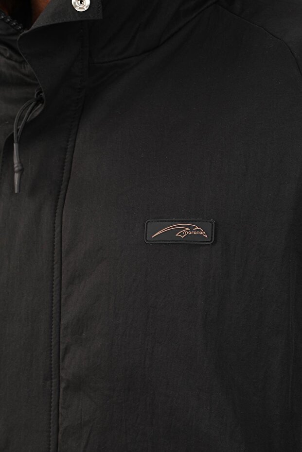 Regular Erkek Kapüşonlu Siyah-Taba Parka - 7