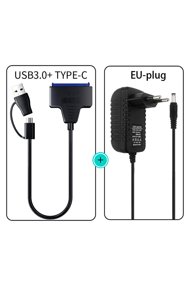 محول USB 3.0C إلى قابس الاتحاد الأوروبي USB 3.0 إلى SATA/Type-C كابل Sata 2.5/3.5 بوصة SSD HDD SATA III Hard Dr