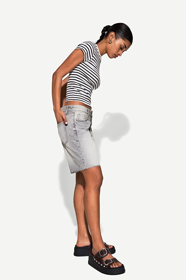 Denim bermuda şort - 1