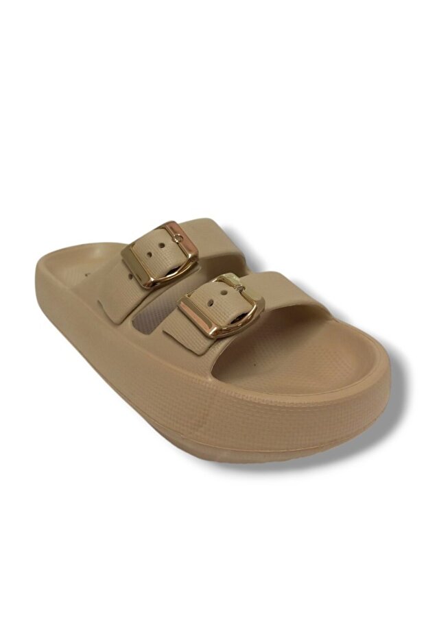 Akınal E282.Z.0003-25 Eva Double Band Anatomical Slippers Beige Gold 36-40