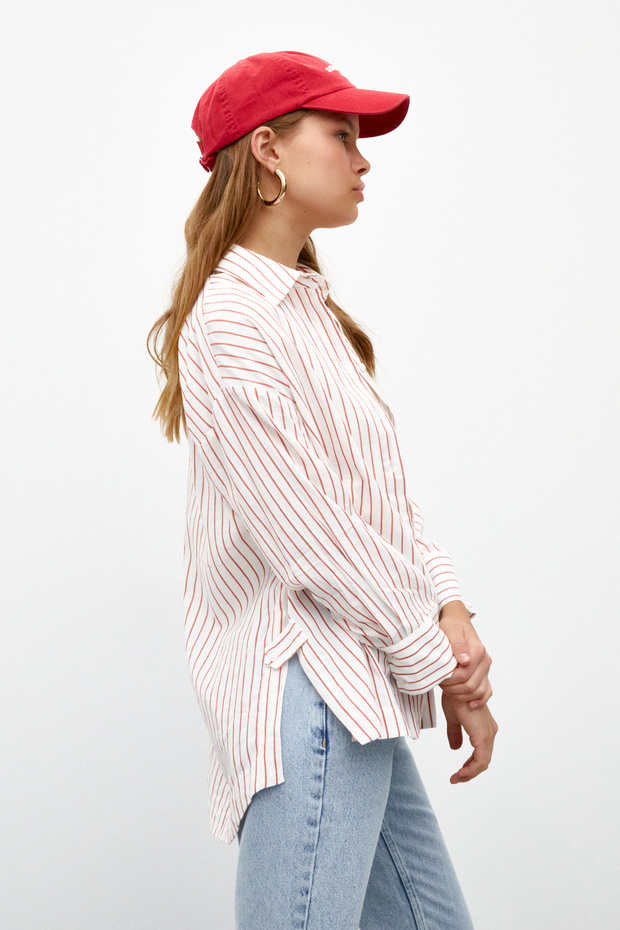 Yırtmaçlı Oversize Gömlek - 5