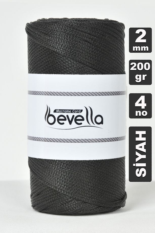 2 Mm 200 gr Polyester Makrome Ipi Siyah Polyester Makrome Ip Supla Ip Ve Çanta Ipliği - 1