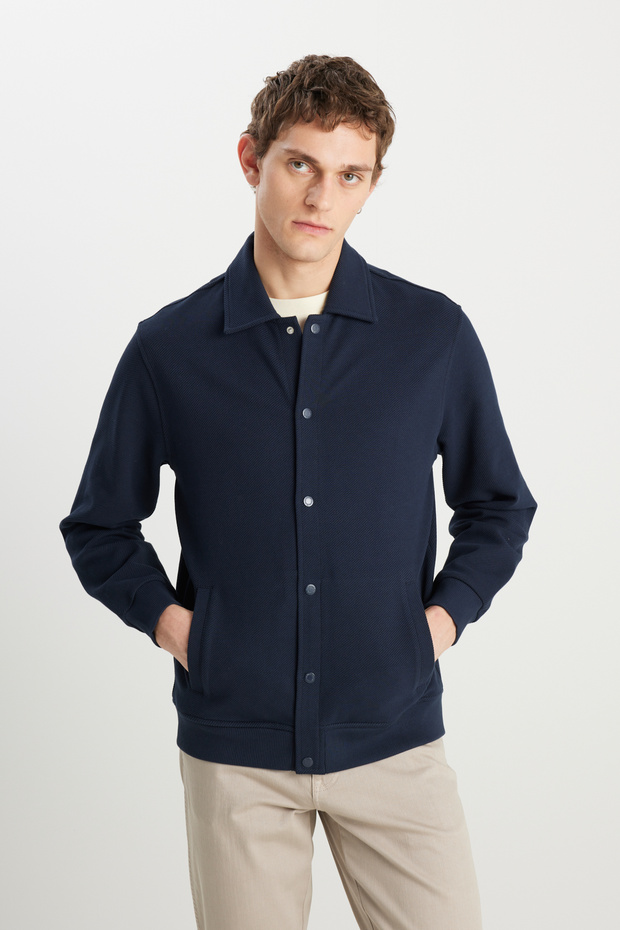 Regular Fit Regular Cut Navy Blue Shirt
