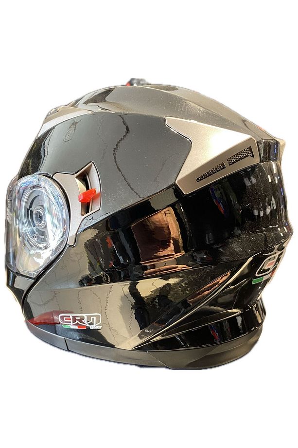 MOTORSİKLET KASKI CRN PARLAK SİYAH - GRİ KASK ÇENE AÇILIR-TAM KASK VİZÖRLÜ VE İNTERCOM TAKMA YUVALI - 3