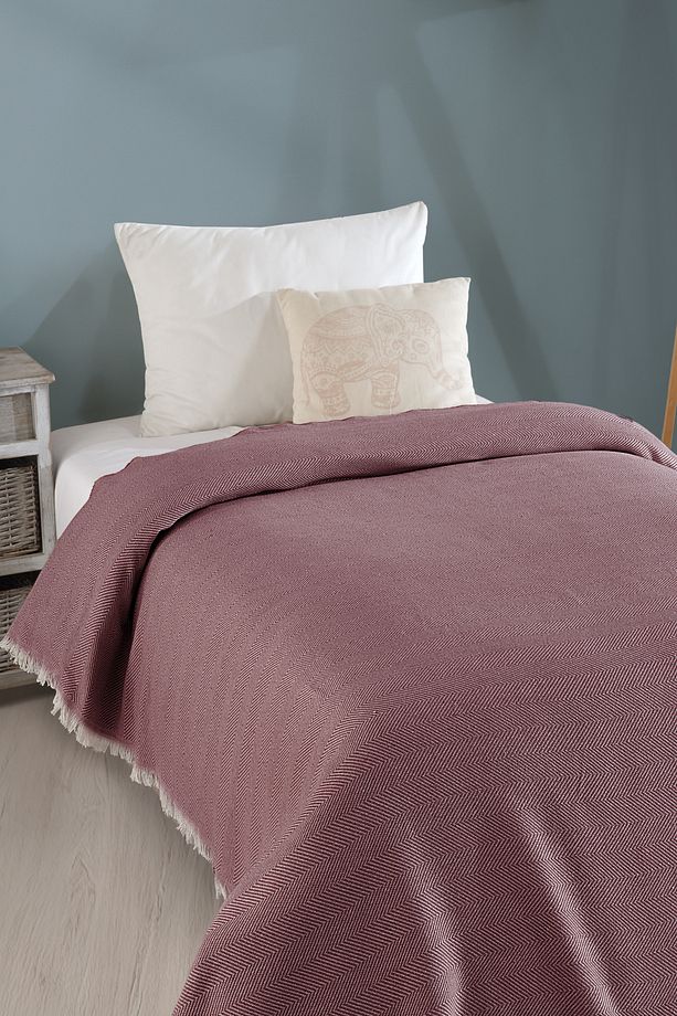 Natural Tek Kişilik Yatak Örtüsü 180x210 Cm Bordo - 2