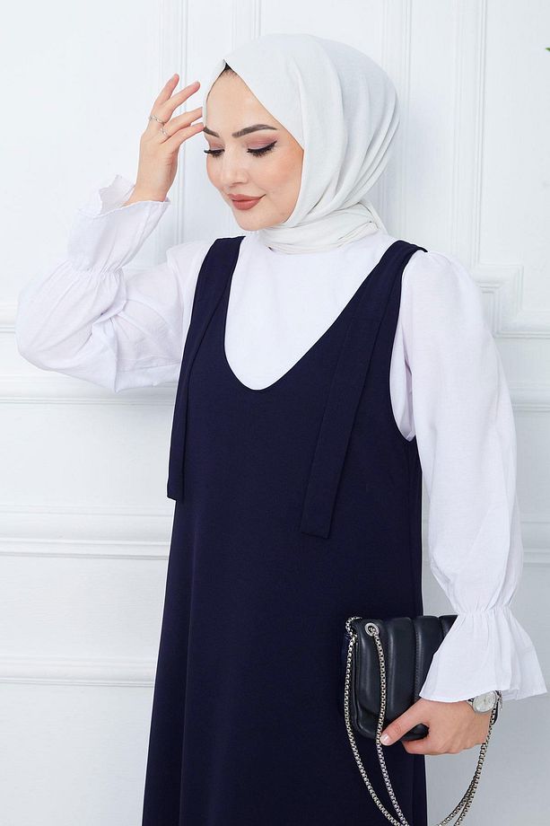 Nehir Örme Jile Elbise Lacivert HM2389 - 6