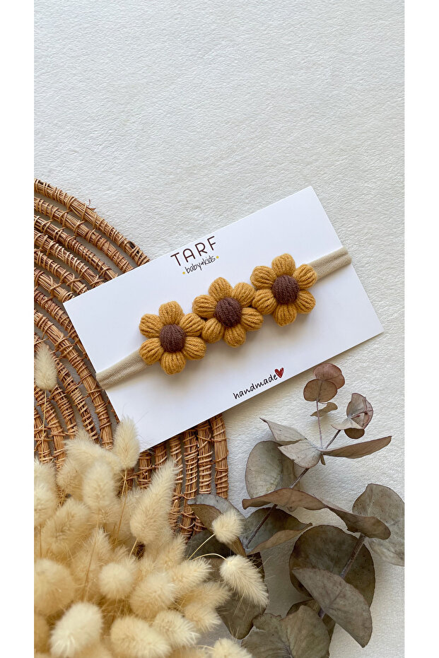 Örgü Papatya Bebek Bandanası - 1