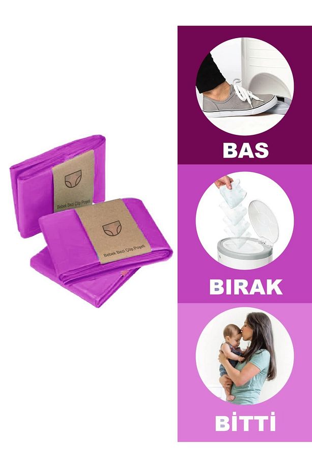 16Lt Çöp Kutuları Ile Uyumlu 1000 Adet Bebek Bezi Kapasiteli Leylak Kokulu 2 Paket Yerli Çöp Poşeti - 3