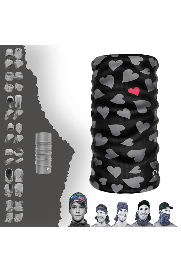 Heart Patterned Seamless Tube Neck Collar Bandana Buff Buff