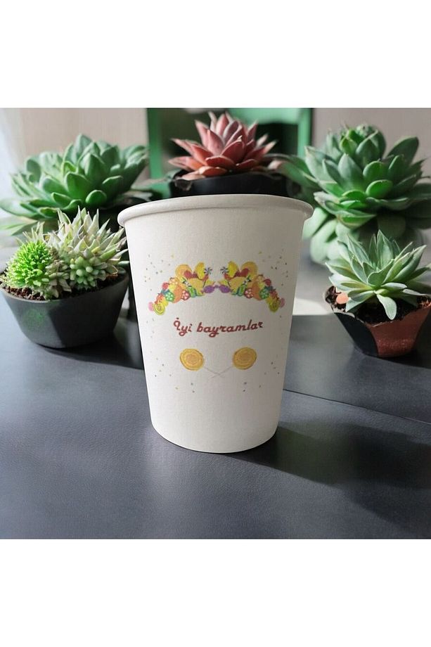 Ramazan Bayramı-İyi Bayramlar-desenli Tek kullanımlık 7 Oz 50 Adet Karton Bardak - 2