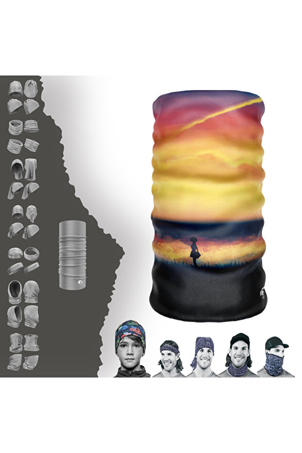 Girl in the Scenery Patterned Seamless Tube Neck Collar Bandana Buff Baf