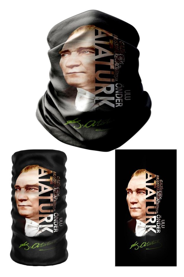 Mustafa Kemal Atatürk Seamless Tube Neck Collar Bandana Mask (With Respect Remembered!)