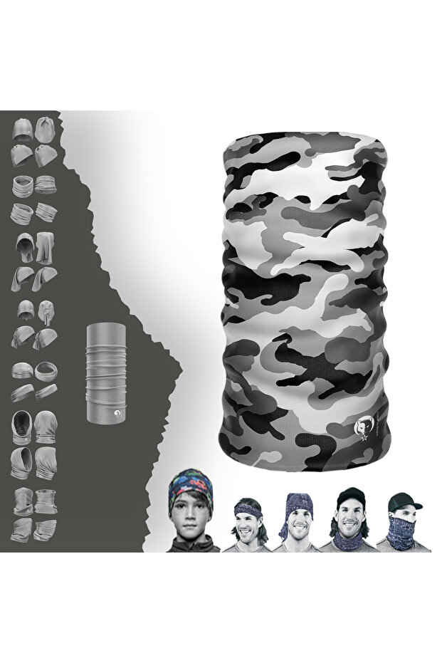 Extreme Black and White Camouflage / Hunter / Hunter Baff Neck Gaiter Bandana