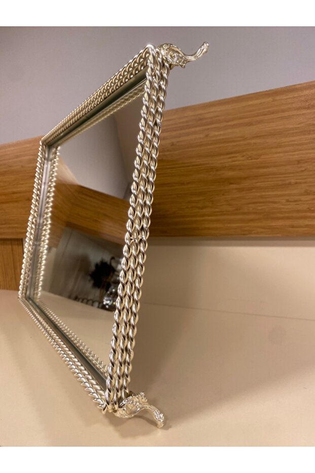 ديكور حديقة نحاسي مستطيل فضي 44X33 - 5