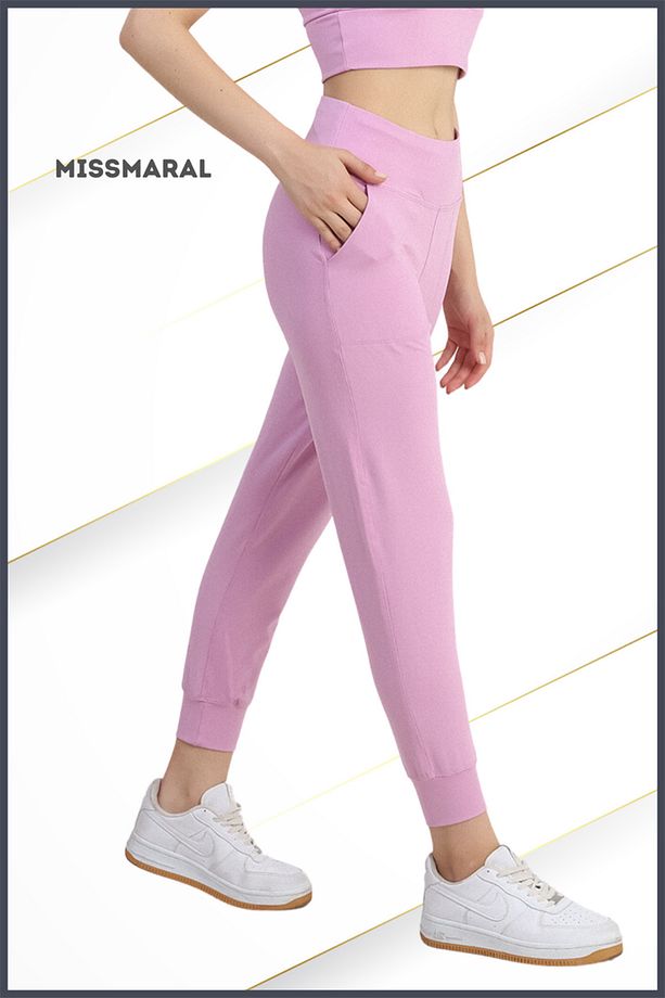 Yüksek Bel Jogger Tayt Rahat Kalıp Çift Yan Cepli Spor Görünüm Trend Jogger Lila Rengi 106103 - 3