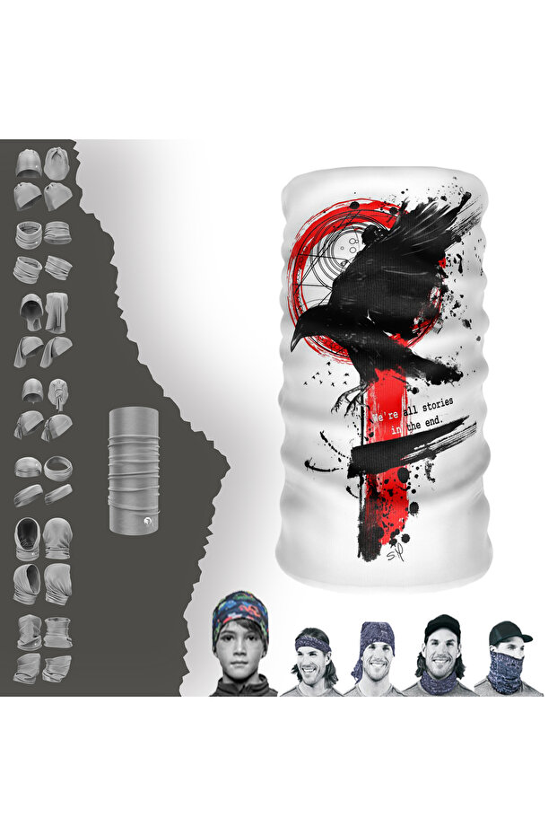 Raven Patterned Seamless Tube Neck Collar Bandana Buff Buff