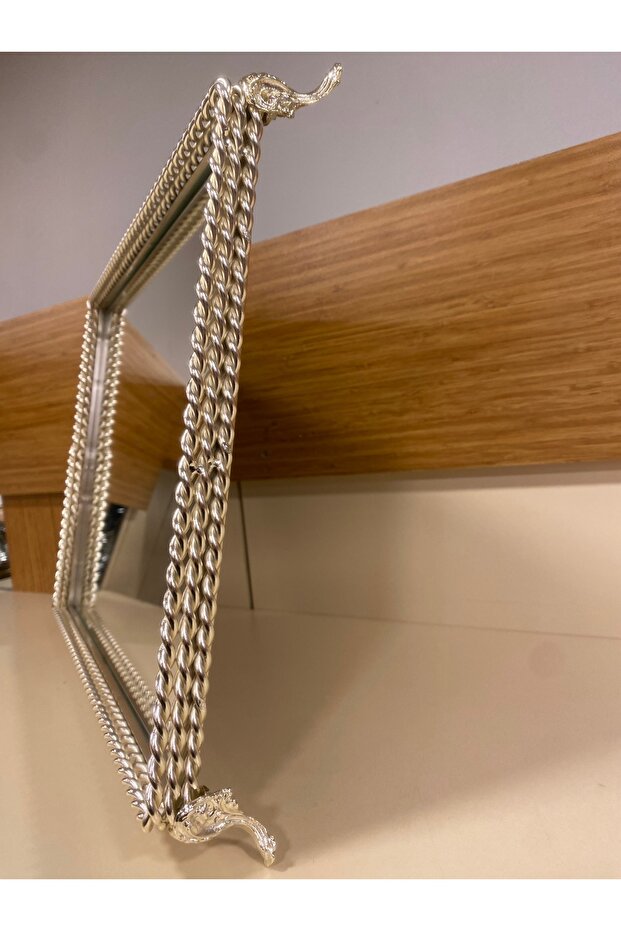 ديكور حديقة نحاسي مستطيل فضي 44X33 - 6