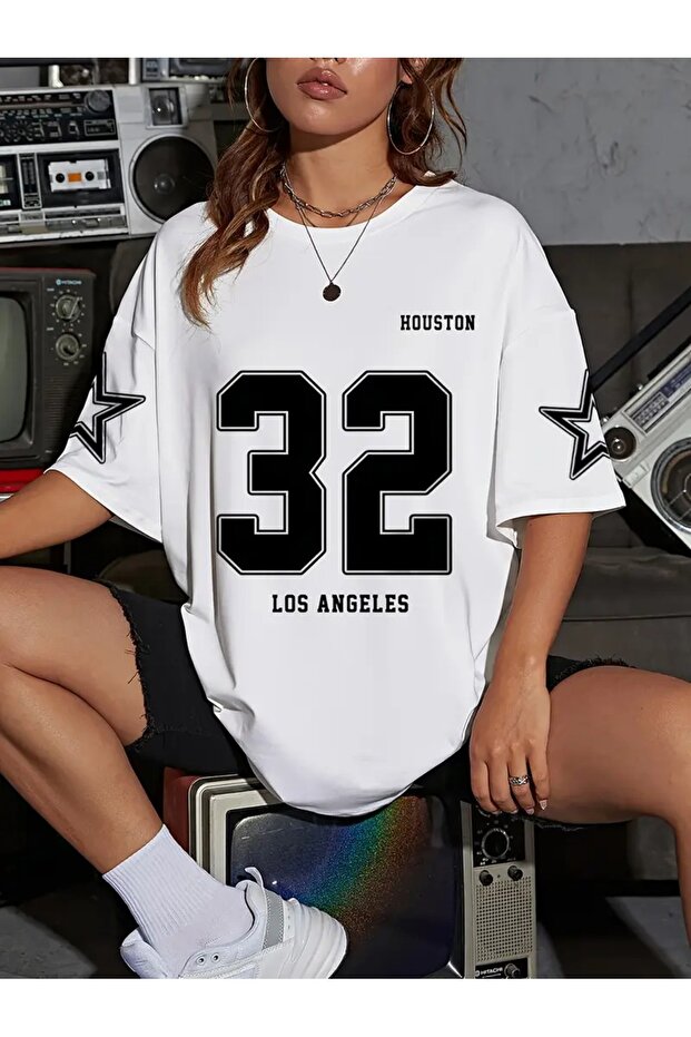 32 Printed Round Neck T-Shirt, Comfortable Short Sleeve T-Shirt for Spring and Summer, Women's Clothing