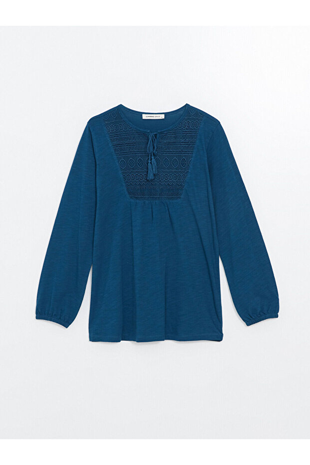 Women's Blouse with Tie Collar Embroidery (S5)