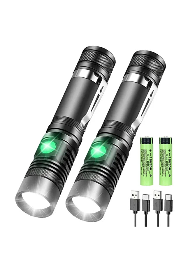U518 2PS with Battry High Power Led Flashlights Zoomable Camping Torch With T6 LED Lamp Beads Waterp - 1
