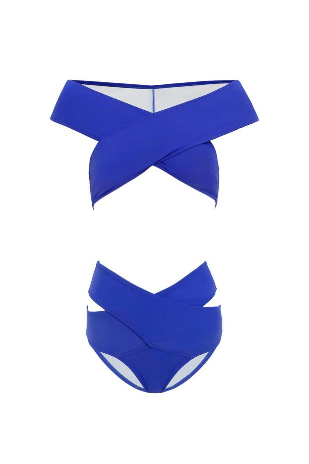 Aquaviva Women's Cobalt Blue Shay Cross Combination Bikini Set